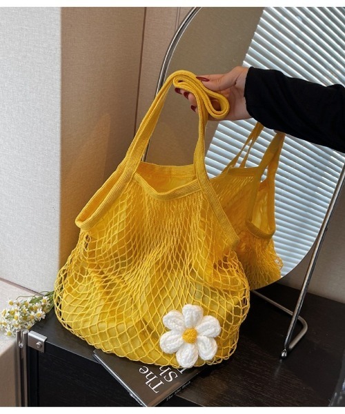 エコバッグ ネットバッグ お花モチーフ ショルダーバッグ : ZOZOTOWN