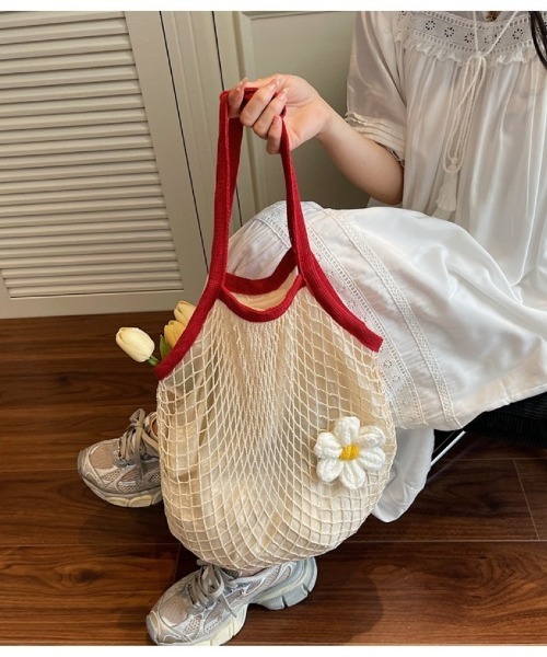 エコバッグ ネットバッグ お花モチーフ ショルダーバッグ : ZOZOTOWN