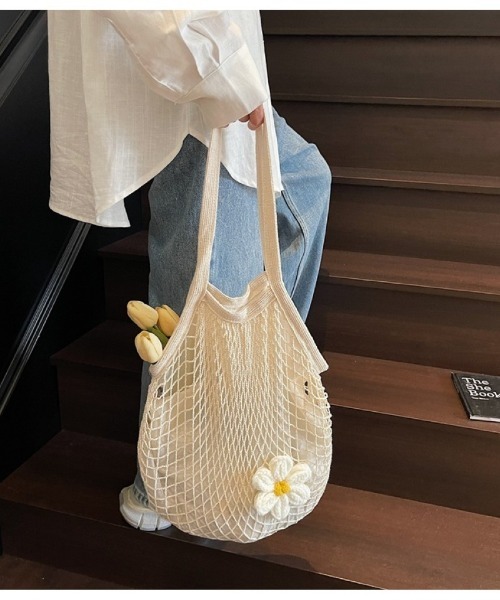 エコバッグ ネットバッグ お花モチーフ ショルダーバッグ : ZOZOTOWN