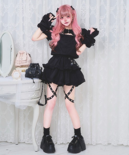 sho【完売品】 SECRET セットアップ M ブラック 完売品 nyanMe セットアップ くろすいっぱいせっとあっぷ レディース