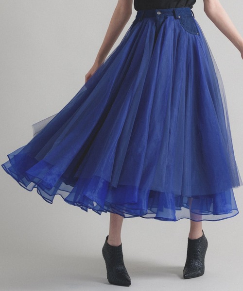 スカート La Belle Etude Belle Vintage デニムドッキングボリュームチュール オーガンジースカート Zozotown Paypayモール店 通販 Paypayモール