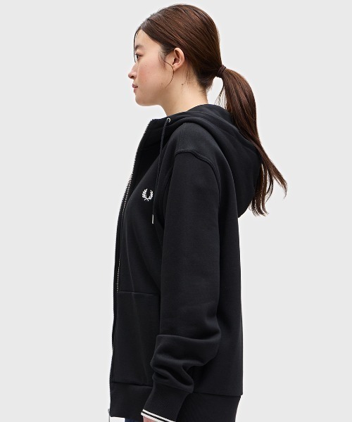 【FRED PERRY】Hooded Zip Through Sweatshirt パーカー Fred Perry Hooded Zip Through Sweatshirt Black Hoodies