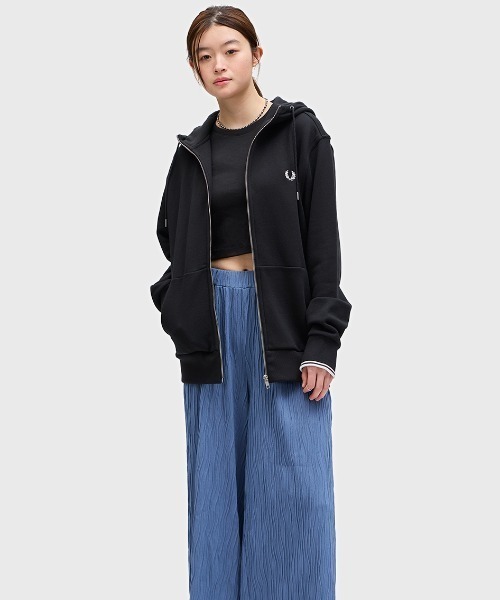 【FRED PERRY】Hooded Zip Through Sweatshirt パーカー Hooded Zip Through Sweatshirt - Black | Men's Sweatshirts