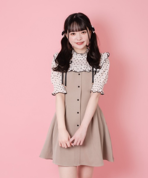 ワンピース ハートドットレースアップ半袖ワンピース Zozotown Yahoo 店 通販 Yahoo ショッピング