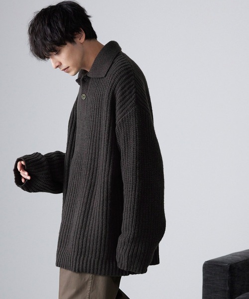 古着 肌触り◎ DOCKERS ポロニット 薄手 ノームコア 黒 L セール】かぎ針編み半袖薄手 ポロ襟ニットセーター（ニット