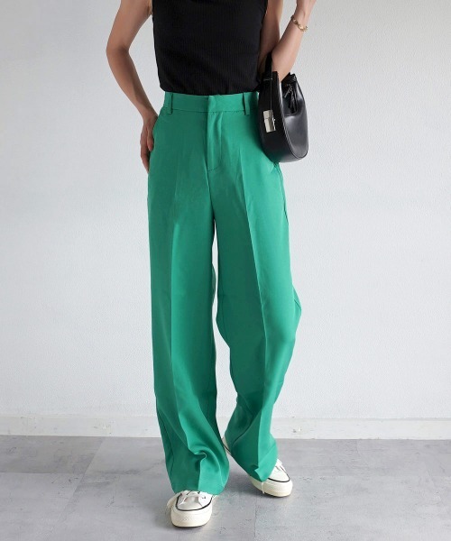 DESCENDANT 24SS DC-3 パンツ L green 緑 スラックス Rashik スラックス パンツ ストレートセンタープレスカラー