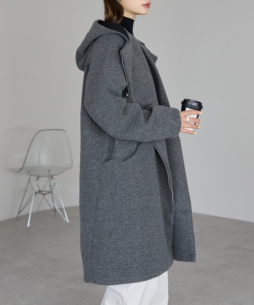 TRIANGLE PALETTE コート アウター フード付ジップコート レディース