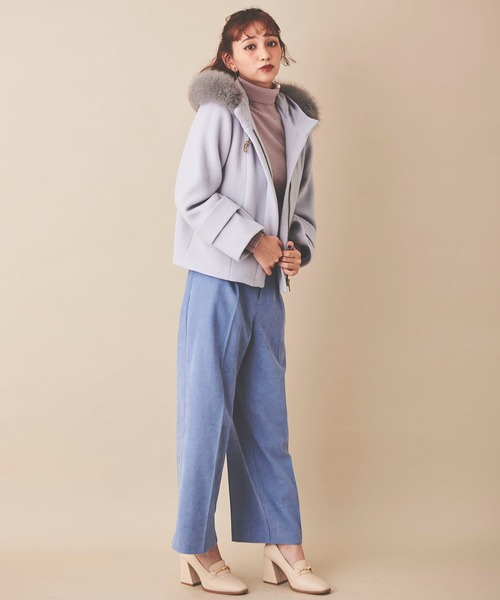 【値下げ】31 Sons de mode ファー付きショートコート ネイビー 値下げ】31 Sons de mode ファー付きショートコート ネイビー
