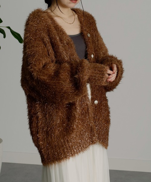 RANAN（ラナン） カーディガン 2WAYラメシャギーカーディガン