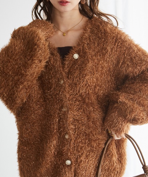 RANAN（ラナン） カーディガン 2WAYラメシャギーカーディガン