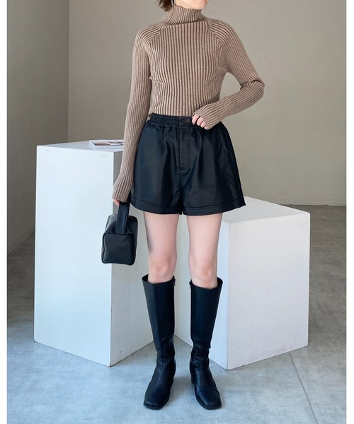 ドゥロワー リブタートルニット セーター プルオーバー 薄手 長袖 2 黒 She's Closet ニット セーター ハイネックタイト長袖リブタートル
