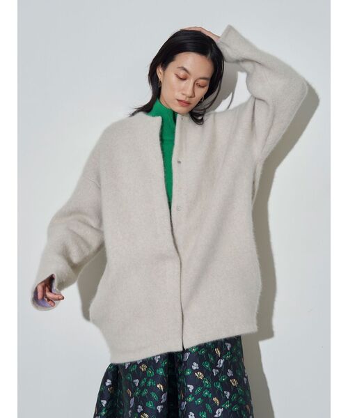 ELENDEEK ノーカラージャケット F アイボリー セットアップ対応】Light Tweed ノーカラー ジャケット （ノー