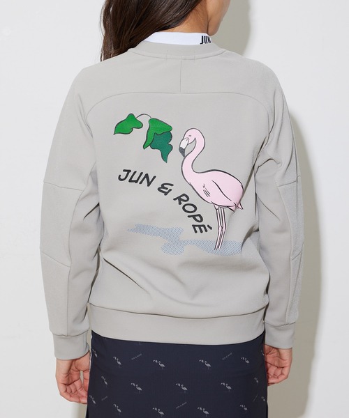 Jun & Ropé フラミンゴグラフィック長袖プルオーバー　サイズL JUN&ROPE' tシャツ フラミンゴグラフィック長袖プルオーバー