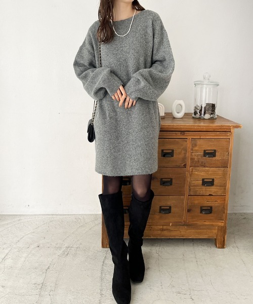 GeeRA」 ニットワンピース LARGE グレー レディース : 80831659 