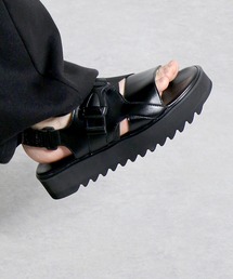 【未使用美品】HARE 厚底 ベルクロ シャークソールサンダル BLACK M HARE サンダル シャークハイソールサンダル(HARE) メンズ