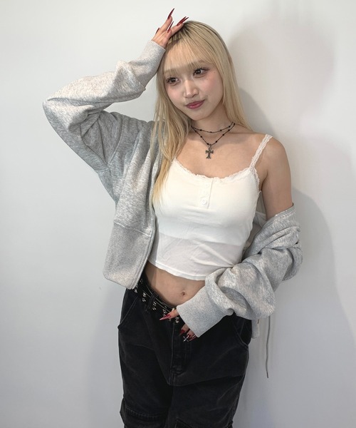 KAYLE ブラックリブキャミソール レディース カップ付リブキャミソール（RAD FOUR REAL） | アベイル