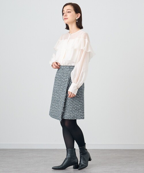 ANAYI（アナイ） ブラウス シャツ シアーオーガンジーラッフル