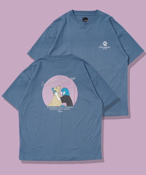 tシャツ 「unisex」ロゴ刺繍 イラストガール Tシャツ / バックプリント