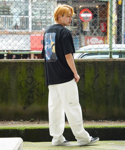 tシャツ 「unisex」ロゴ刺繍 イラストガール Tシャツ / バックプリント