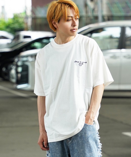 tシャツ 「unisex」ロゴ刺繍 イラストガール Tシャツ / バックプリント