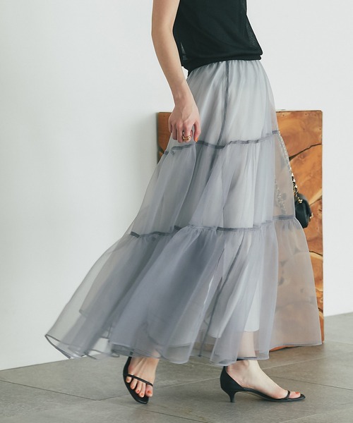 La boutique BonBon」 フレアスカート 36 ライトグレー レディース 