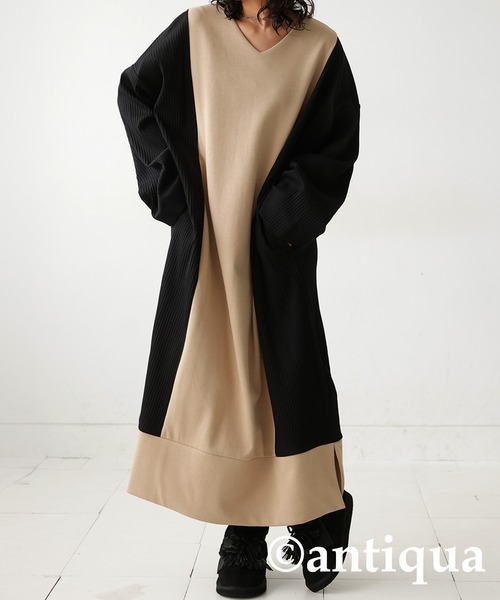 antiqua」 「patterntorso」長袖ワンピース FREE ブルー レディース 
