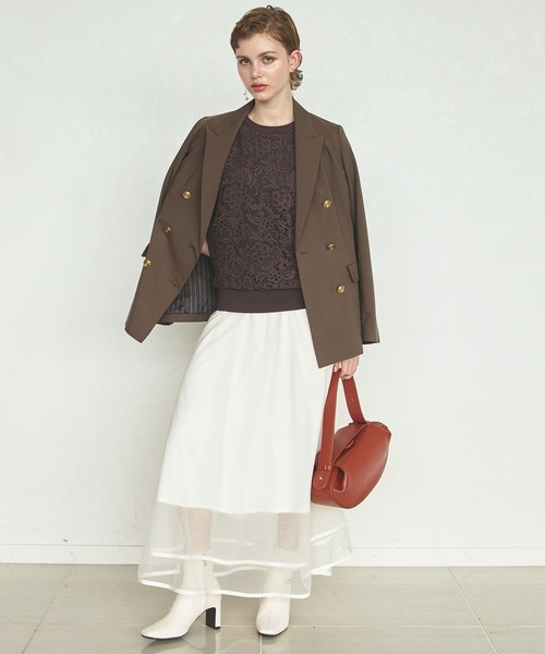 Andemiu ニット セーター レースカサネノースリーブニット144319