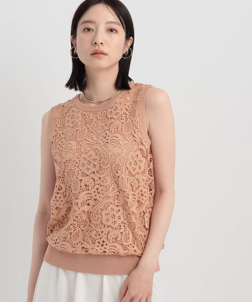 Andemiu ニット セーター レースカサネノースリーブニット144319