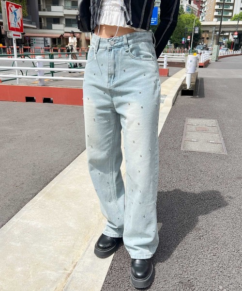 ビジューデニム frunco ジーンズ デニム デニムパンツ ビジュー付きデニムパンツ