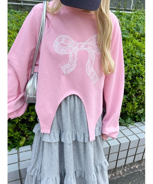 KETTY パーカー　リボン　ピンク　トレーナー　ジップ　ワッペン　水玉 KETTY パーカー リボン ピンク トレーナー ジップ ワッペン 水玉