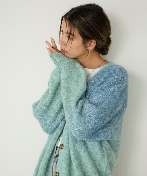 BAYFLOW カーディガン 「華やかなラメ生地」グラデーション