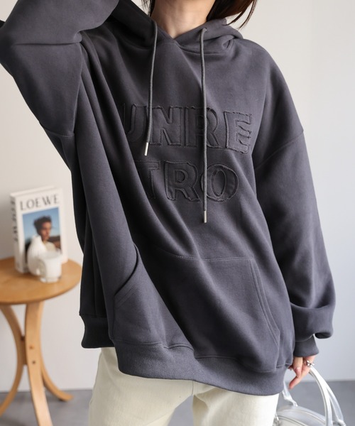 CREARE -LINO- パーカー 「ユニセックス」スエードタッチ 立体ロゴ