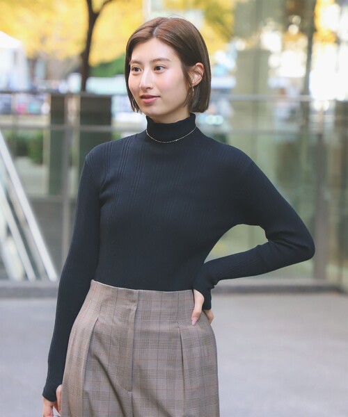 tシャツ 「別注」YOUNG＆OLSEN / ランダムリブ タートルネック レディース