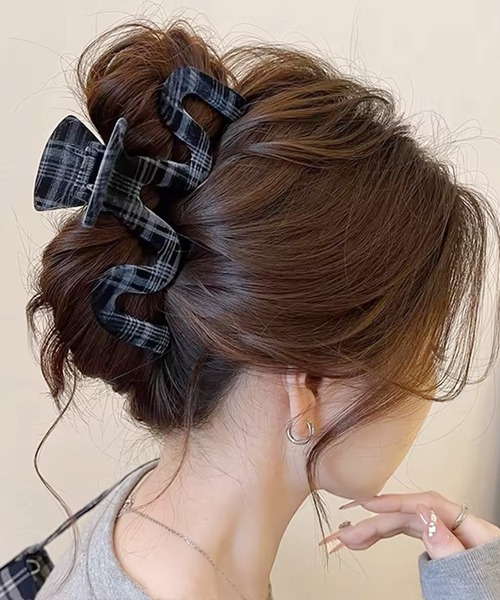 ヘアクリップ 「 ammy. / エイミードット 」 チェック柄 うねうね