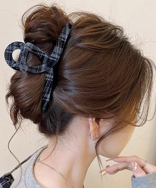 ヘアクリップ 「 ammy. / エイミードット 」 チェック柄 うねうね