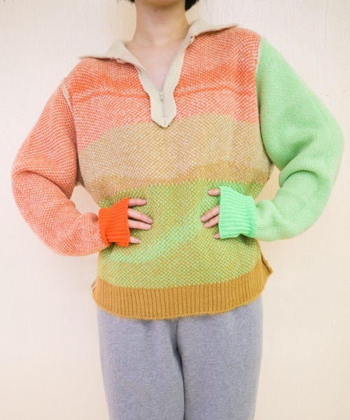 PAMM ニット PAMM ニット セーター 気狂いのハーフジップニット レディース