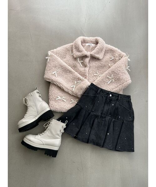 ジャケット・アウター many ribbon jacket CALNAMUR ブルゾン アウター MANY RIBBON LOOP FUR BLOUSON