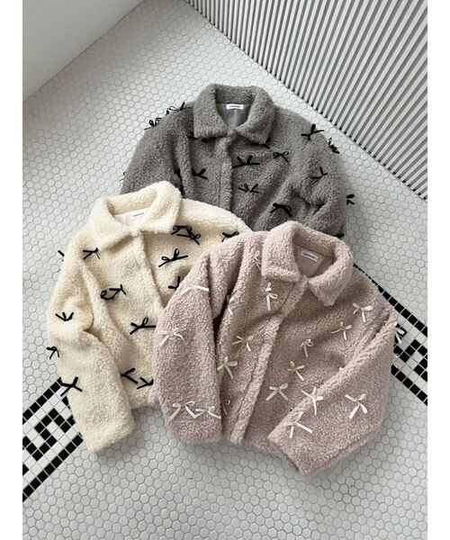 CALNAMUR ブルゾン アウター MANY RIBBON LOOP FUR BLOUSON