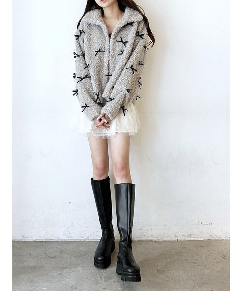 CALNAMUR ブルゾン アウター MANY RIBBON LOOP FUR BLOUSON