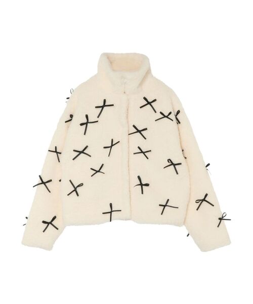 ジャケット・アウター many ribbon jacket CALNAMUR ブルゾン アウター MANY RIBBON LOOP FUR BLOUSON