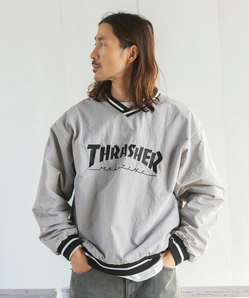 thrasher ナイロン プルオーバー ライトグレー THRASHER 「THRASHER」 ゲーミング ナイロン プルオーバー