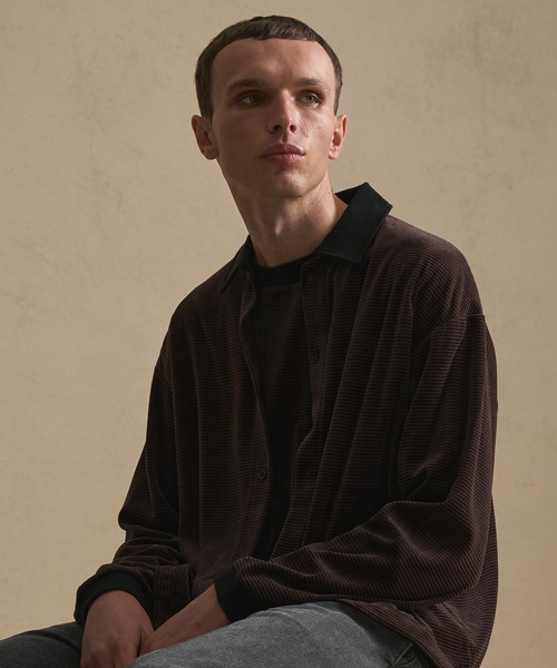 PUBLIC TOKYO カーディガン ベロアウォームコードポロカーデ メンズ