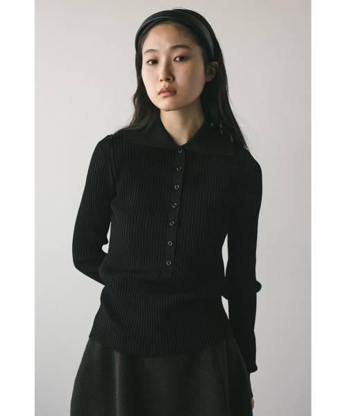 X-girl ニット セーター STRIPED SLEEVE HALF ZIP KNIT TOP