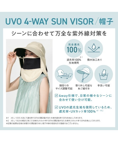 UVO（ウーボ） サンバイザー 完全遮光100% 最強の日傘「」 UV 4wayサン