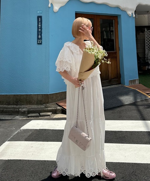 Alley Tokyo ワンピース 半袖 レースどっさり半袖ワンピース