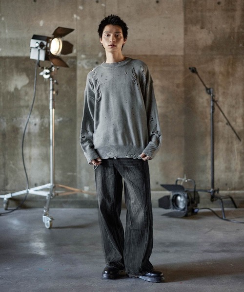 TheSoloIst 16AW ダメージ加工ニット 美品 16aw soloist グランジ セーター ニット ダメージ ソロイスト