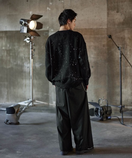 【新品完売激レア】Bright AstrostuffsロゴセーターMブラック ASTRONOMY セーター ニット ダメージ加工クルーネックニット メンズ