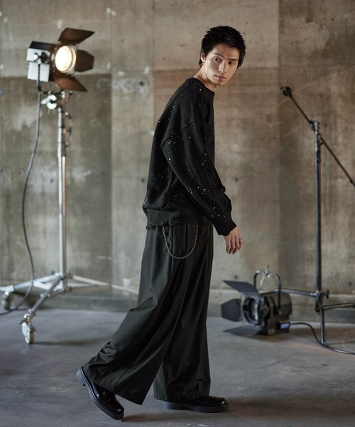 ASTRONOMY セーター ニット ダメージ加工クルーネックニット メンズ