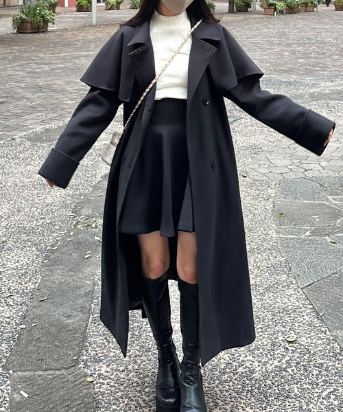 [JUNOAH] пальто с отложным воротником MEDIUM мокка женский 