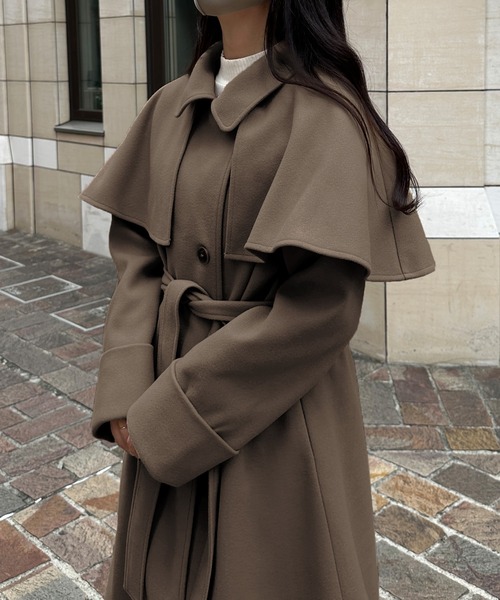 [JUNOAH] пальто с отложным воротником MEDIUM мокка женский 